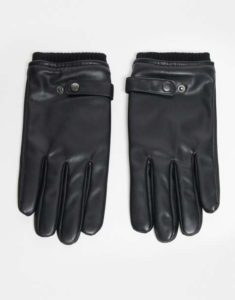 ASOS DESIGN faux leather dressy gloves in black - view 1