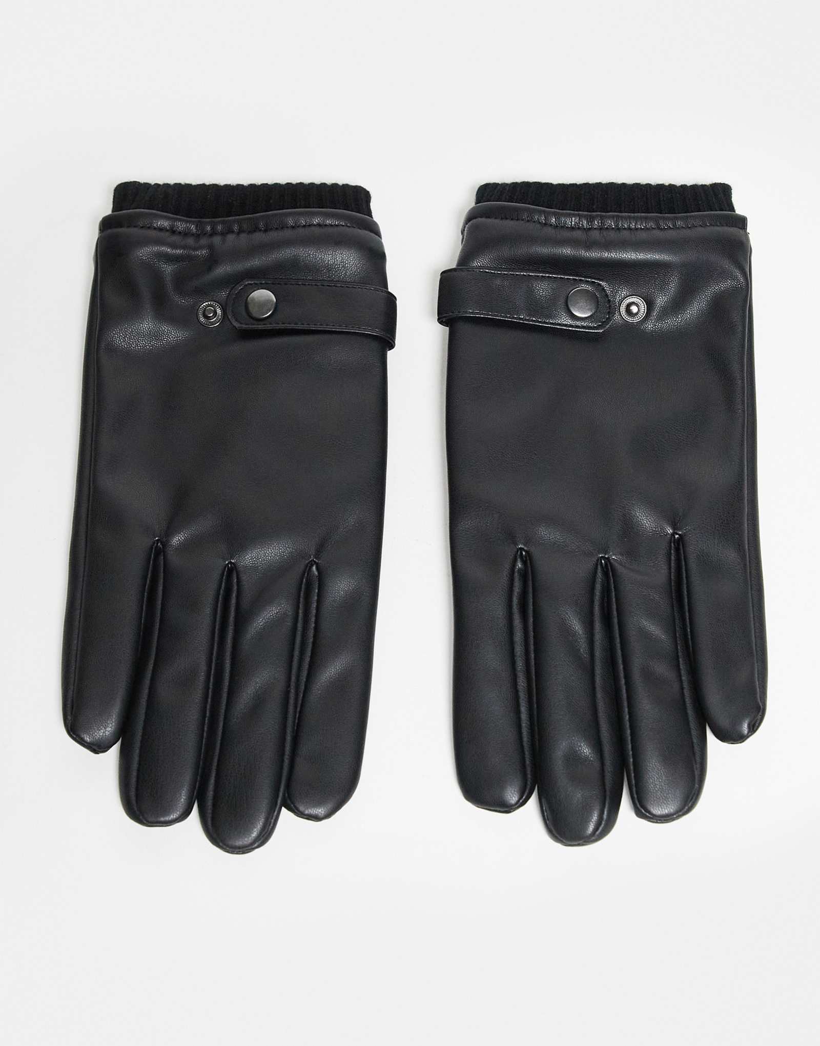 Дизайнерские перчатки ASOS из искусственной кожи черного цвета