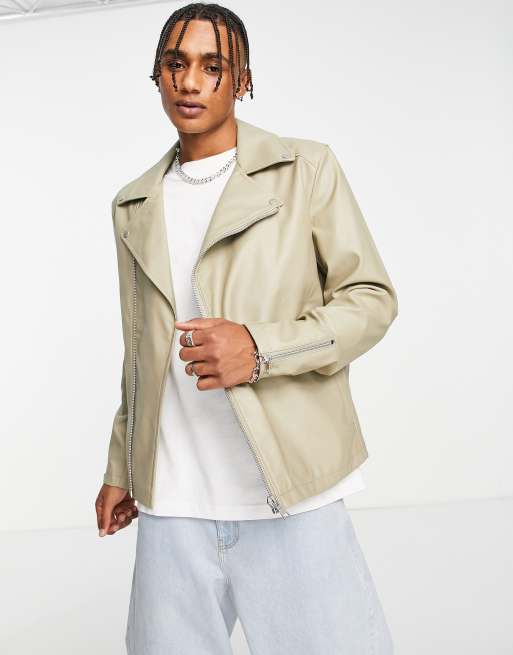 Beige moto jacket sale