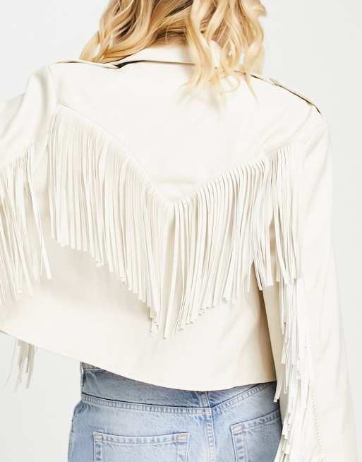 Fringe white jacket sale