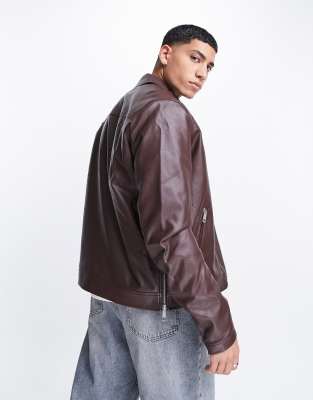 faux leather harrington jacket