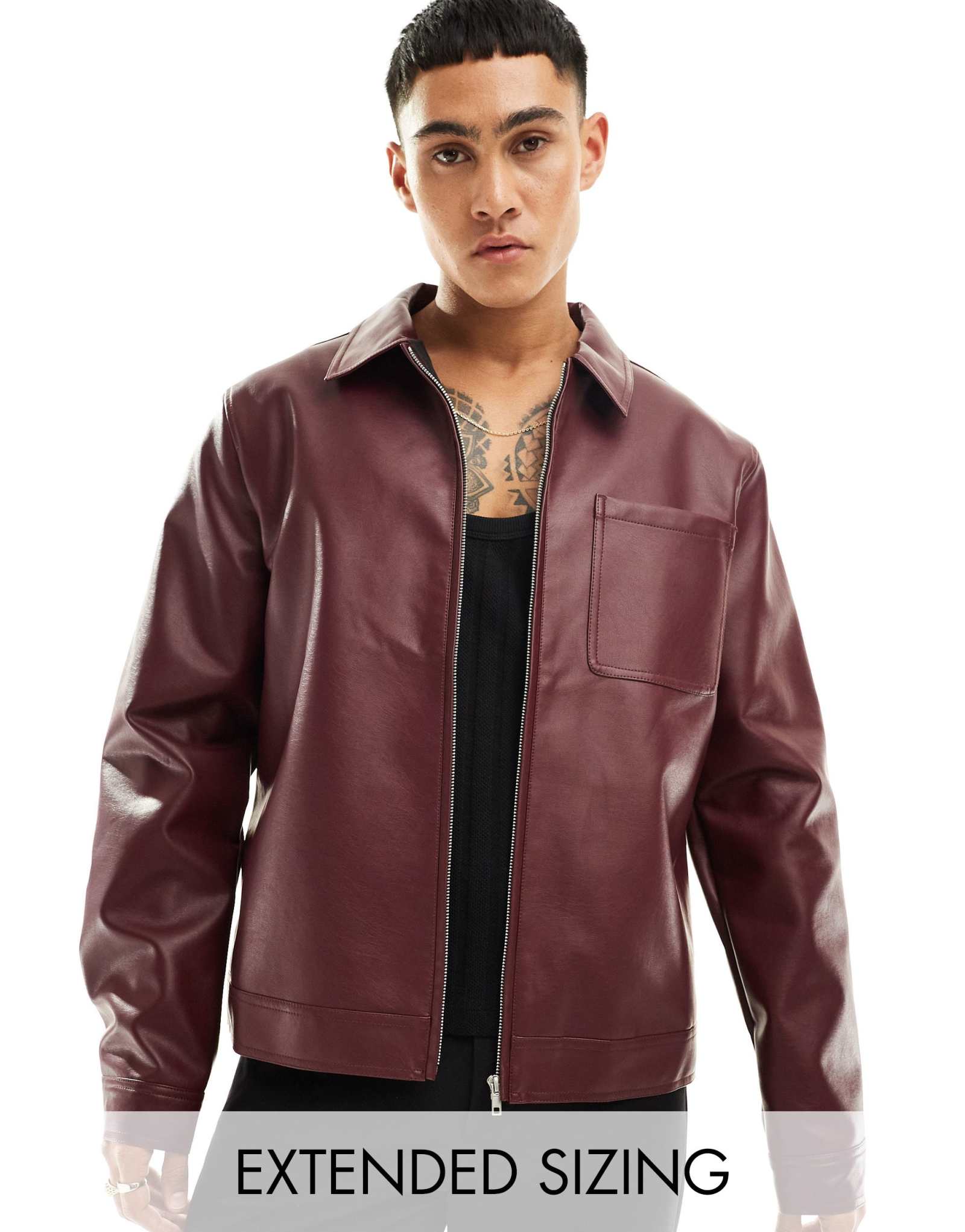 ДИЗАЙНЕРСКАЯ куртка harrington из искусственной кожи ASOS бордового цвета