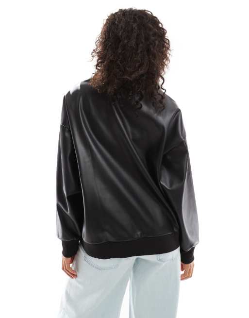 Faux leather sweatshirt hotsell