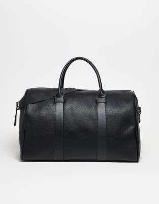 ASOS DESIGN ASOS DESIGN faux leather holdall bag in black