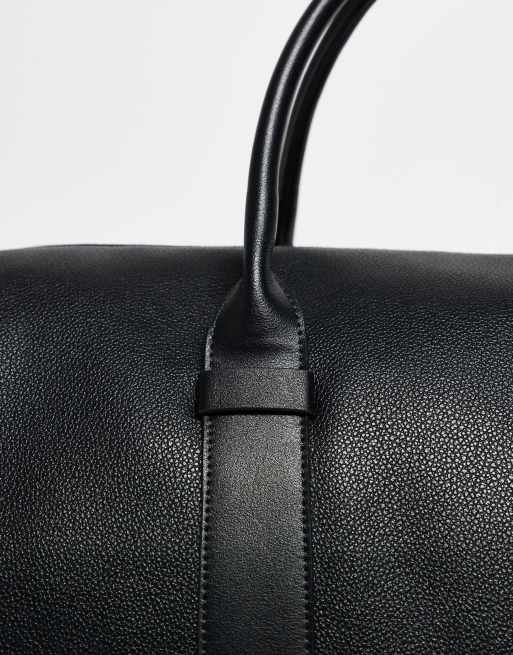 ASOS DESIGN faux leather holdall bag in black, 4 of 4