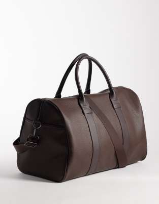 ASOS DESIGN ASOS DESIGN faux leather holdall bag in brown