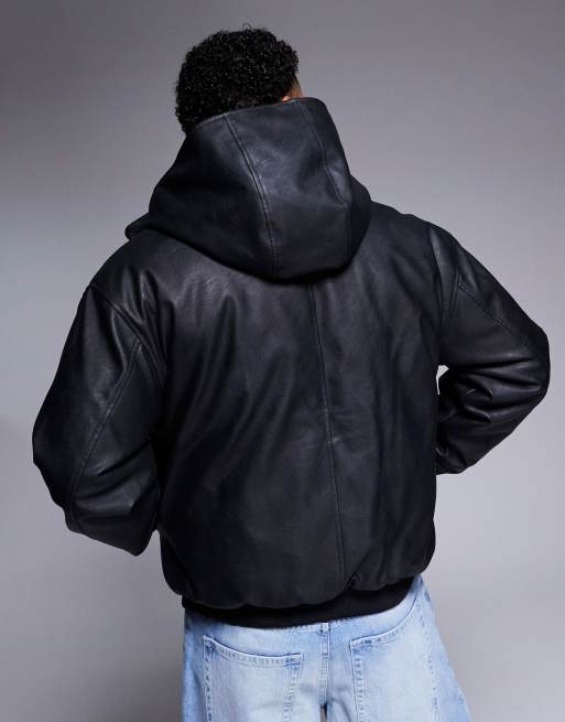 Asos leather bomber jacket best sale