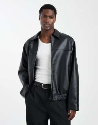 Asos Design Faux Leather Jacket In Black