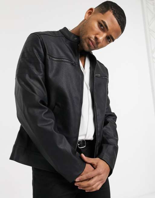 Asos black 2024 leather jacket