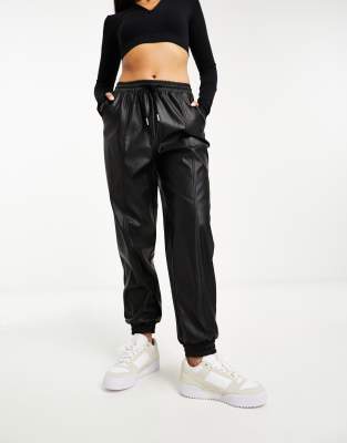 Mango faux leather sales joggers