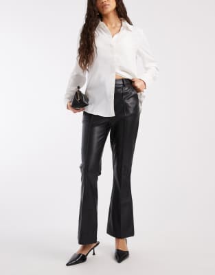 Asos Design Faux Leather Kick Flare Pants In Multi