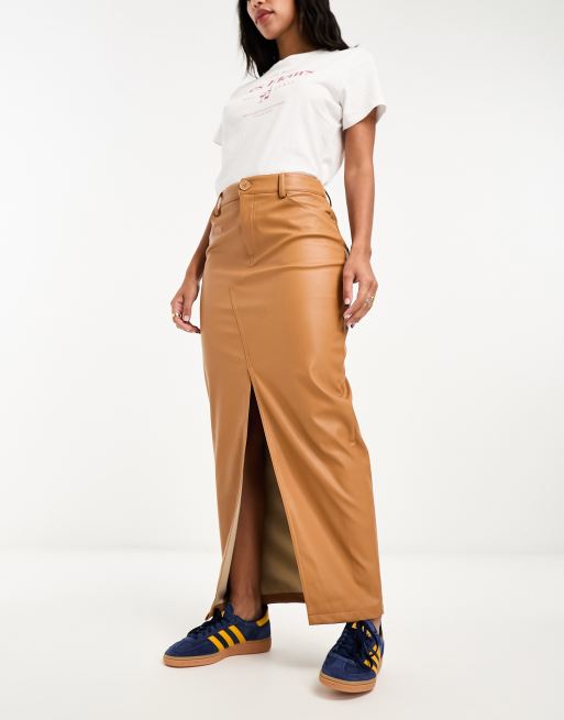 Leather midi skirt clearance asos