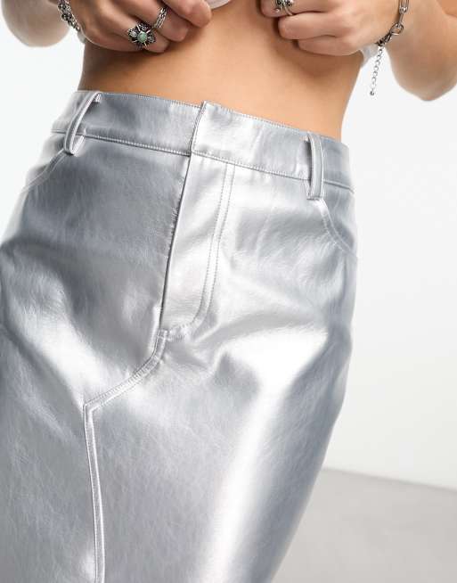 Asos silver metallic outlet skirt