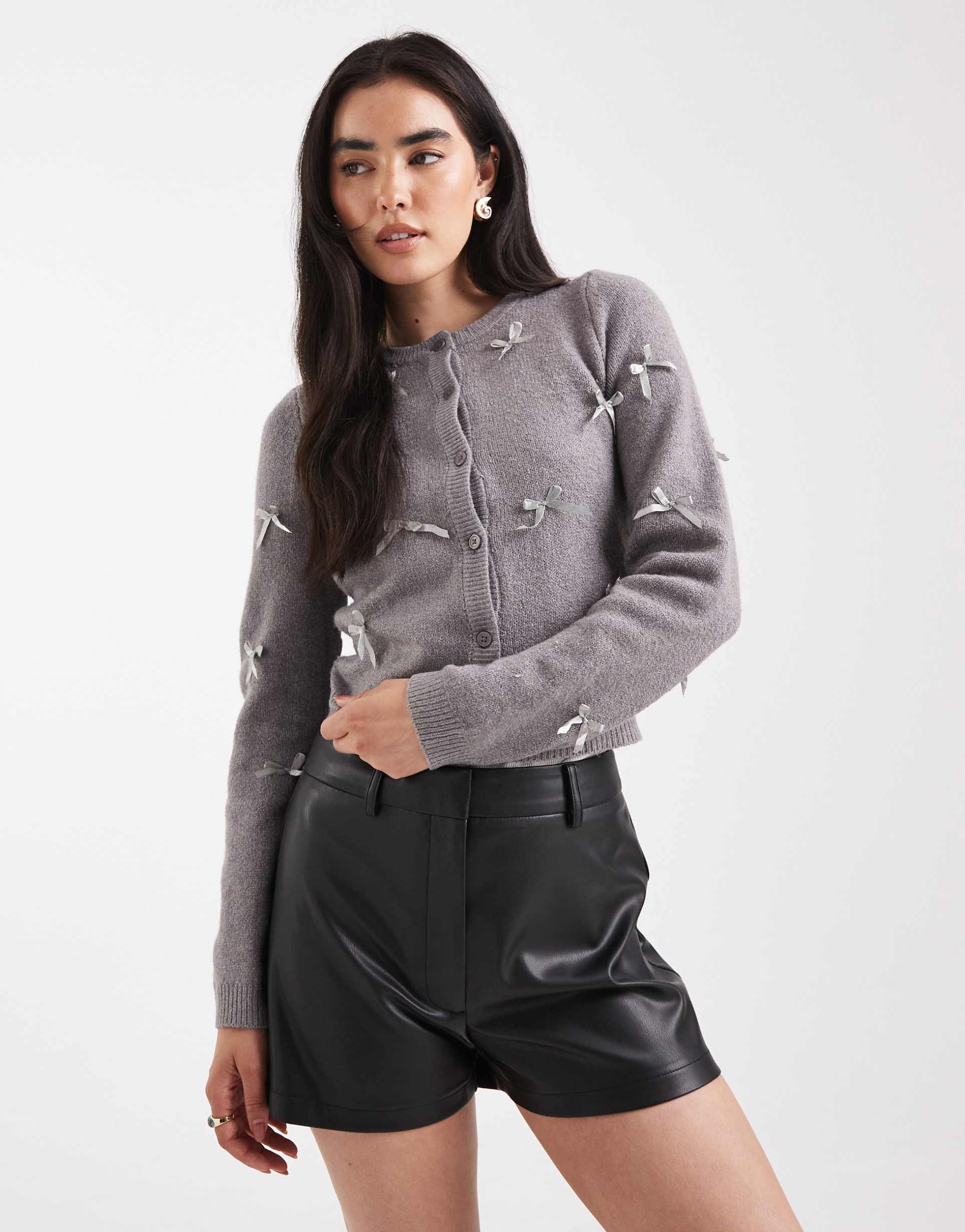 asos design faux leather micro short in black