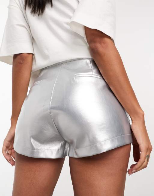 Silver metallic hot sale biker shorts