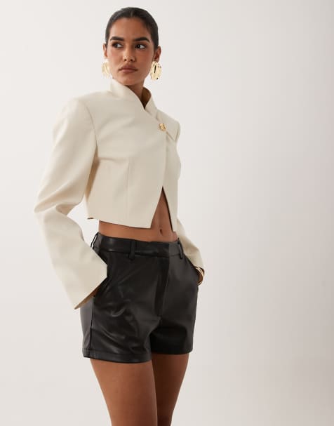 ASOS DESIGN faux leather micro shorts in black - view 1