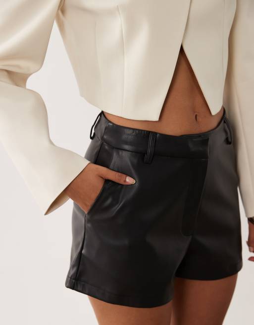 ASOS DESIGN faux leather micro shorts in black, 3 of 5
