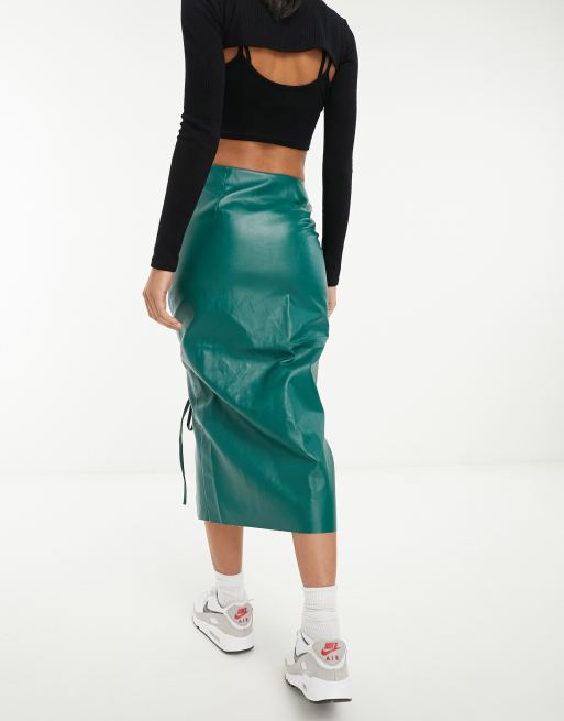 Green faux leather skirt primark best sale