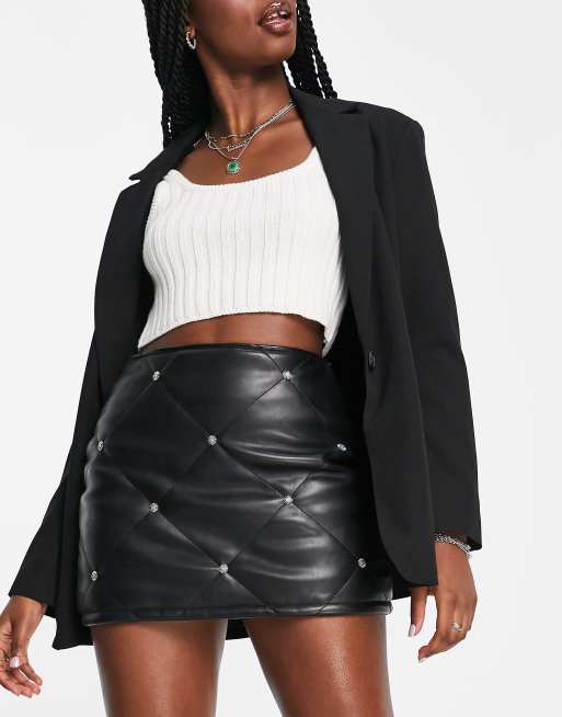 Missguided Faux Leather High Waisted Lace Trim Shorts Black, $45