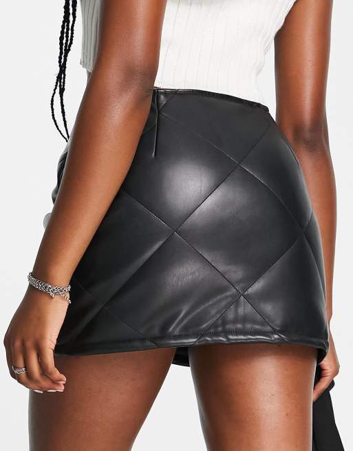 ASOS DESIGN faux leather mini skirt with studs in black