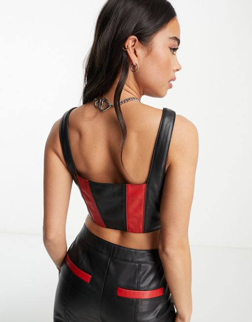 Black Faux Leather Corset Top Shorts Co-ord - Becka – Rebellious