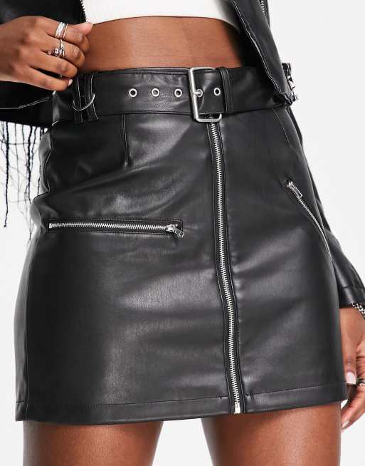 ASOS DESIGN faux leather mini skirt in black