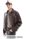 [ASOS DESIGN] ASOS DESIGN faux leather oversized bomber jacket in brown 3XL BROWN