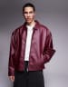 ASOS DESIGN Veste d'entraîneur oversize en similicuir Bordeaux