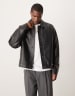 ASOS DESIGN faux leather Harrington jacket in black