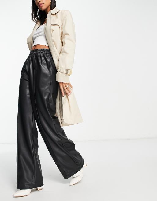 Faux Leather Wide Leg Pants