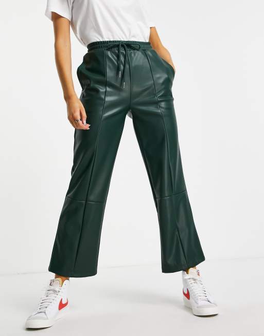 Green faux clearance leather trousers