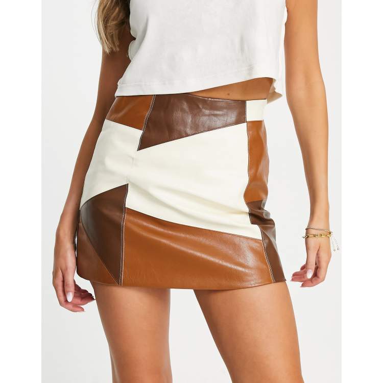 Asos white shop leather skirt