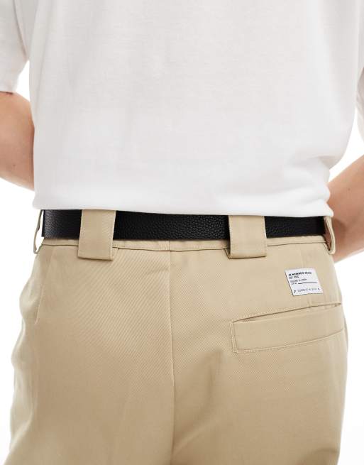 ASOS DESIGN faux leather pebbled belt with rounded silver square buckle in black, 4 of 4