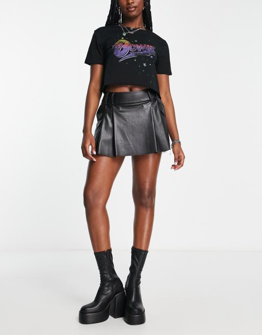 Asos faux leather outlet pleated skirt