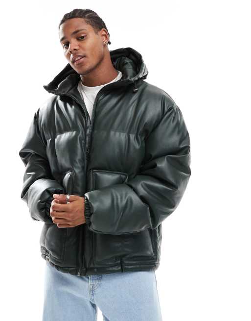 Pleather jacket with hood best sale