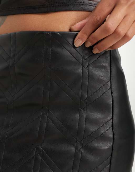 ASOS DESIGN leather look skater mini skirt in black