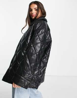 quilted faux leather jacket