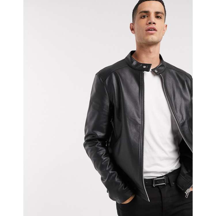 Asos mens leather on sale jackets