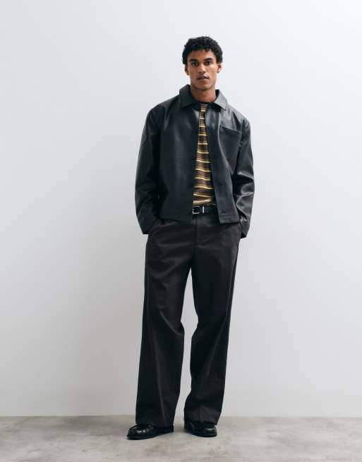 ASOS DESIGN faux leather shacket in black, 2 of 5