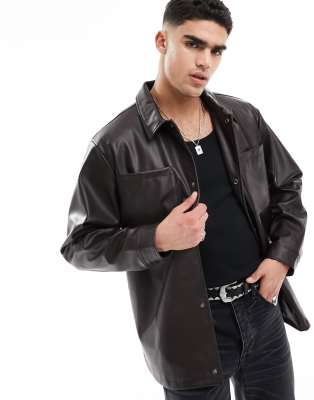 ASOS DESIGN ASOS DESIGN faux leather shacket in brown