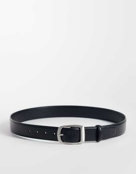 ASOS DESIGN faux-leather smart belt in black - view 1