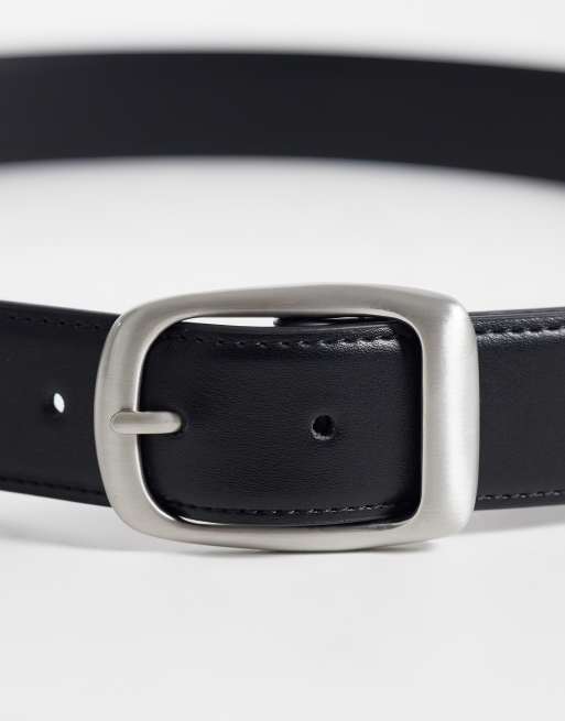 ASOS DESIGN faux leather smart belt in black, 2 of 3