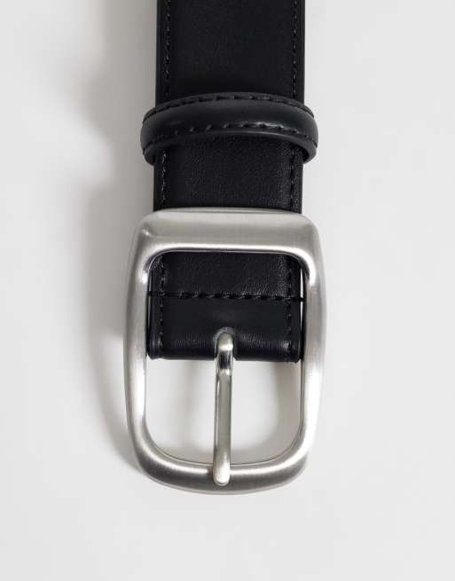 ASOS DESIGN faux leather smart belt in black, 3 of 3