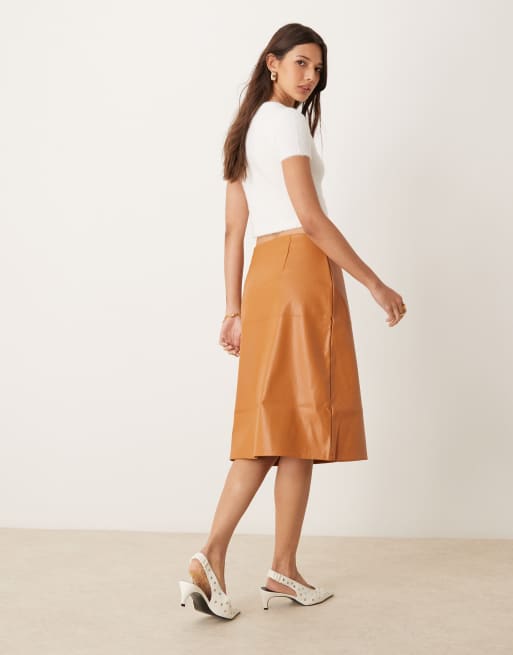 Asos faux leather midi skirt best sale