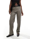 [ASOS DESIGN] ASOS DESIGN faux leather straight leg pants in mocha-Neutral 10 Mocha