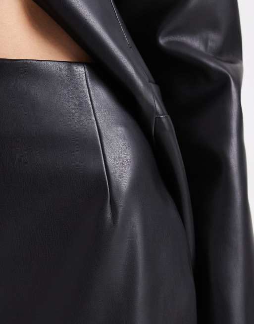 ASOS DESIGN faux leather tailored pencil maxi skirt in black