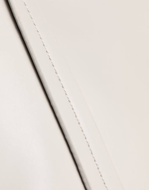ASOS DESIGN faux leather tote bag with detachable cross body strap in light grey, 4 of 4