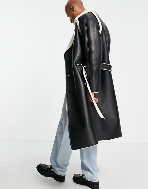 Back in Black Faux Leather Trench Coat Small / Black / Faux Leather