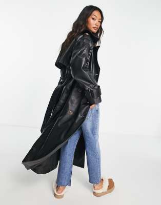 asos trench coat black