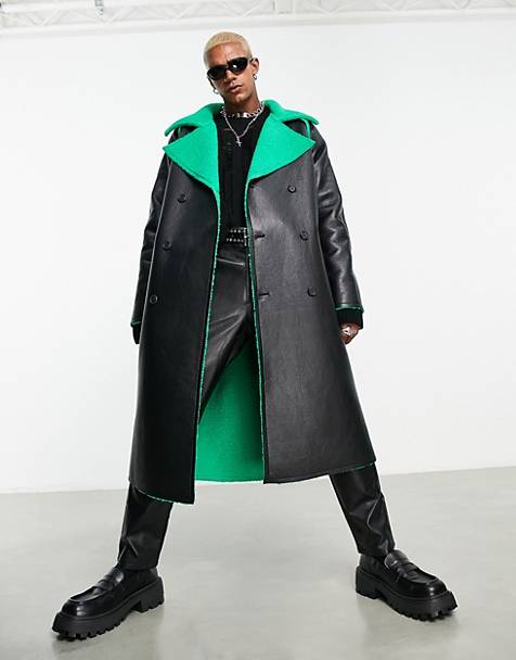 Trench-coat ultra oversize avec empiècements contrastantes à carreaux Taupe Asos Homme Vêtements Manteaux & Vestes Manteaux Trench-coats 